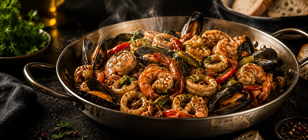 M9ila (Mqila) M'KiLa BLOOM : moules, crevettes, calamars, almejas à Tanger